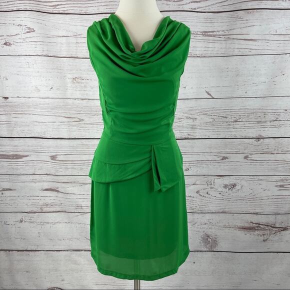 Meng Fei Lu Dresses & Skirts - Meng Fei Lu green drape neck sheath dress